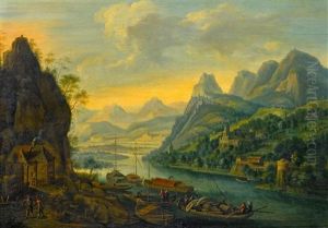 Flusslandschaft Vor Gebirge by Jan van der Meer