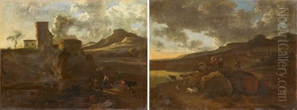 Landskap Med Herdar Och Boskap (pair) - view 1