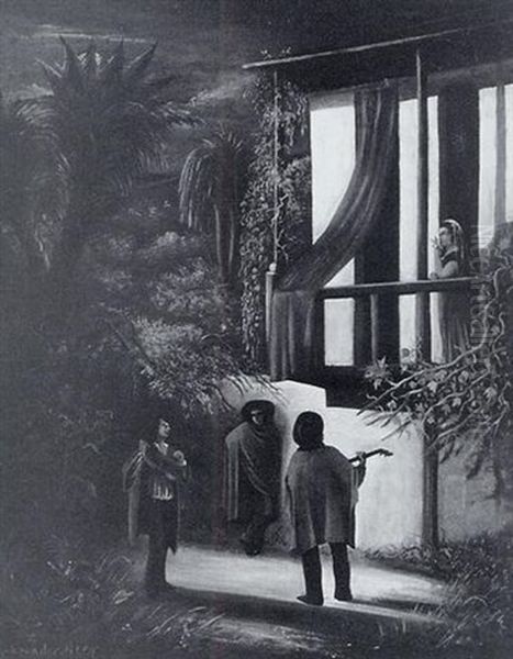 Spanish Garden Landscape With Figures - view 1