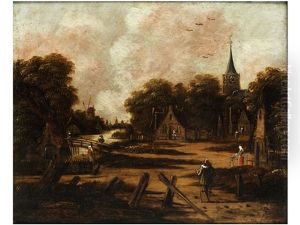 Niederlandische Landschaft Im Spatlicht by Jan Meerhout