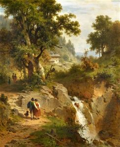 Courting Couple In An Alpine Landscape Courting Couple In An Alpine Landscape