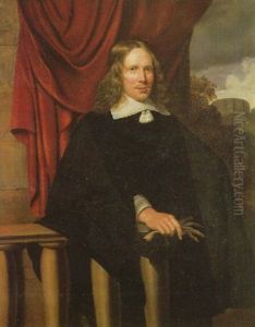 Portrait Of A Gentleman Wearing A Black Coat Fastened With A White Tassel, A White Linen Collar And Cuffs