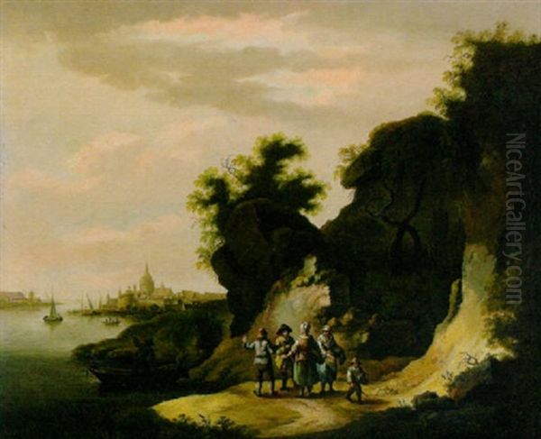 Flusslandschaft Mit Blick Auf Eine Stadt Am Ufer Rechts - view 1