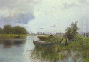 Angler Am Flusufer by Hanna Mehls
