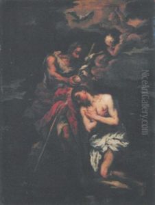 Jesus Baptise Par Saint Jean-baptiste Dans Le Jourdain by Lieven Mehus