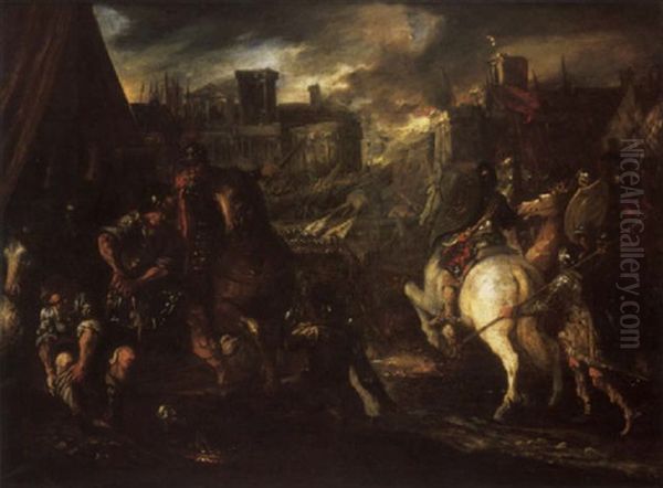 Cavalrymen And Soldiers On A Battlefield - view 1
