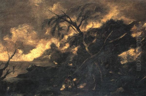 Paesaggio Boscoso Con Guerrieri - view 1