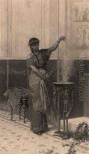 Figura Di Donna Orientale In Un Interno by Paolo Mei