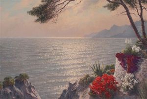 Capri Coastal Scene by Jacobus Leonardus Van Der Meide