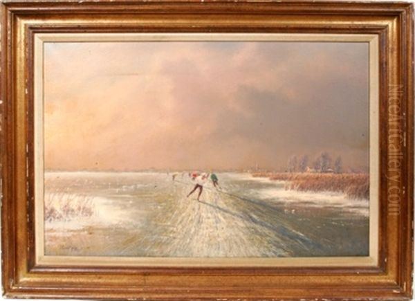 Winter Landscape With Ice Skaters - view 1