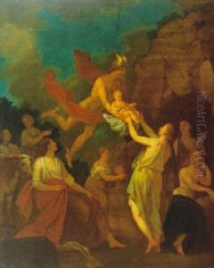 Hermes (merkur) Bringt Den Dionysosknaben Nach Nysa In Asien Zu Den Nymphen