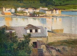 Paisaje Con Casas Y Lago Paisaje Con Casas Y Lago