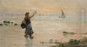 Mujer En La Playa by Eliseo Meifren y Roig