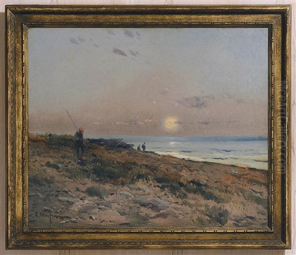 Figures On A Moonlit Beach - view 1