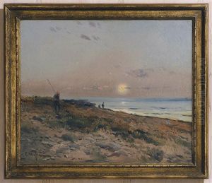 Figures On A Moonlit Beach