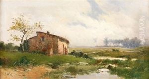 Paisaje Con Campesina by Eliseo Meifren y Roig