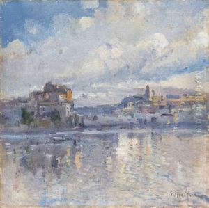 Paisaje Costero Con Ciudad Al Fondo