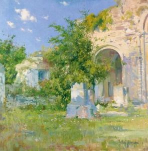 Ruinas En La Iglesia De Santa Maria, Besalu (the Church Of Santa Maria, Besalu) by Eliseo Meifren y Roig