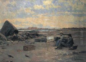 Pintando A La Orilla Del Mar by Eliseo Meifren y Roig
