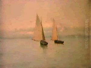 Voiliers Sur Une Mer Calme by Eliseo Meifren y Roig