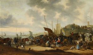 Coastal Landscape With Fishmongers by Hendrick De Meijer