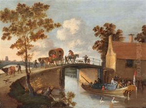 Spazierfahrt Uber Die Grachten Von Rotterdam, Links Im Hintergrund Die Sint Laurenskerk by Hendrick De Meijer