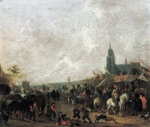 Jahrmarkt In Einem Hollandischen Dorf by Hendrick De Meijer