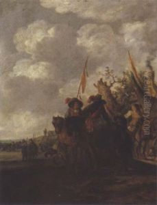 Rastende Reiter In Einem Feldlager by Hendrick De Meijer
