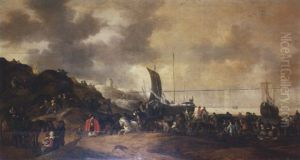 Le Debarquement Des Voyageurs Sur Une Plage Hollandaise