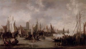 Im Hafen Von Dordrecht by Hendrick De Meijer