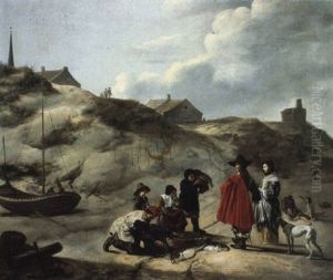 Gens De Qualite Achetant Du Poisson Sur La Plage