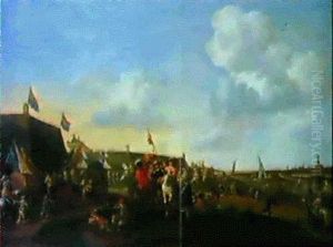 Soldaten Auf Dem Marsch Vor Einer Befestigten Hollandischen Stadt