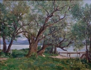 Alte Weiden Auf Der Herreninsel Im Chiemsee by Lothar Rudolf Meilinger