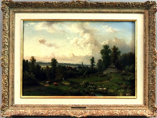 Hollandische Landschaft An Einem Kanallauf - view 1
