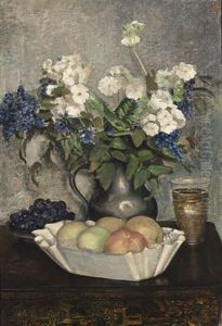 A Still Life With Fruit And Flowers A Still Life With Fruit And Flowers