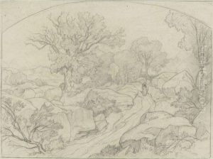 Landscape In The Forest Of Fontainebleau by Edouard Francois Bertin