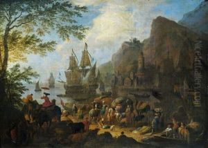 Einschiffung Eleganter Reisender An Einem Mediterranen Hafen