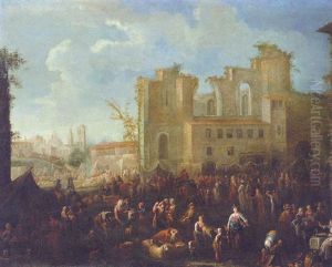 A Market In An Italian Town by Jan-Baptiste van der Meiren