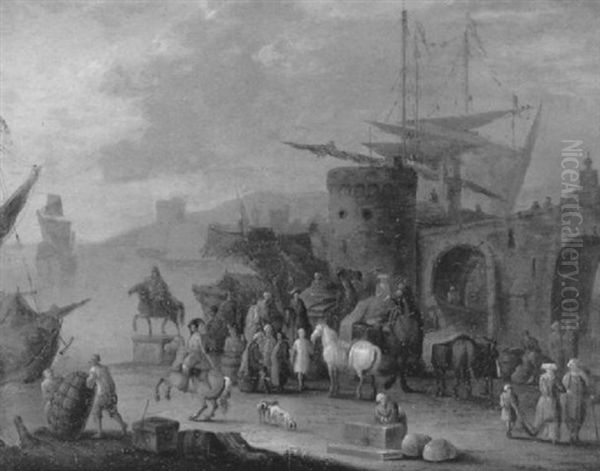 Marchands Turcs Sur Le Quai D'un Port Mediterraneen - view 1