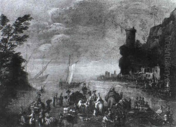 Ein Suedlicher Hafen Mit Reisenden Und Haendlern, Die Auf Ihre Einschiffung Warten - view 1