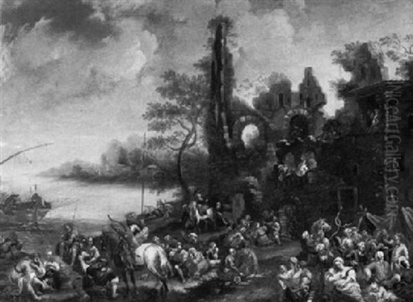 Levantine Coastal Landscape With Numerous Figures - view 1