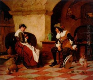 A Couple In A Wine Cellar by Ernst Meisel