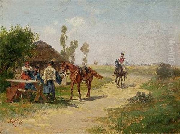 Ungarische Reiter In Einer Schenke In Der Puszta - view 1