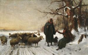 Gemeinsame Pause Am Wegeskreuz by Adolf Ernst Meissner