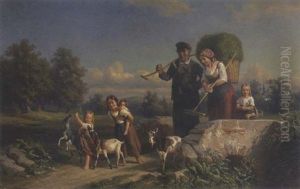 Heimkehr Einer Bauernfamile Von Der Heuernte by Adolf Ernst Meissner
