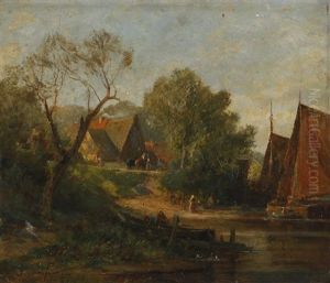 Landschaft Am Seeufer Und Personenstaffage Landschaft Am Seeufer Und Personenstaffage