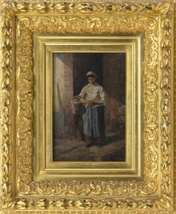 Woman In A Doorway Holding A Basket