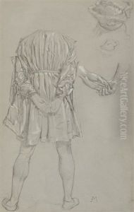 Personnage En Pied Vu De Dos Avec Reprise Des Mains Et De La Tete Sur La Droite by Jean-Louis-Ernest Meissonier