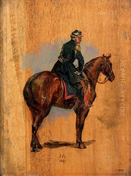 Militaire A Cheval, Vu De Dos - view 1