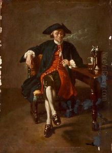 Pfeifenrauchender Mann In Interieur